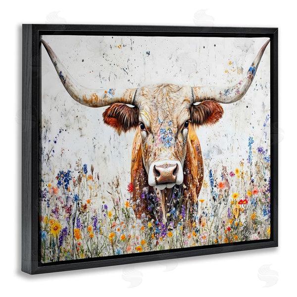 Stupell Industries Franklyn Gregory | Texas Longhorn Speckled Flowers