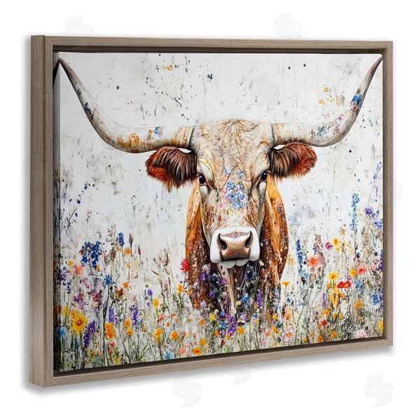 Stupell Industries Franklyn Gregory | Texas Longhorn Speckled Flowers