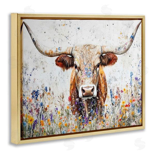 Stupell Industries Franklyn Gregory | Texas Longhorn Speckled Flowers
