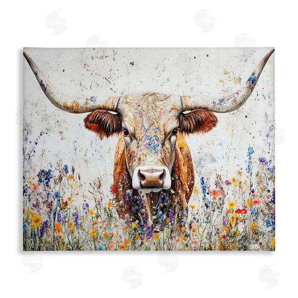 stupell industries Franklyn Gregory | Texas Longhorn Speckled Flowers