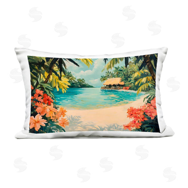 Stupell Industries Franklyn Gregory | Tropical Bungalow Lagoon Printed Throw Pillow