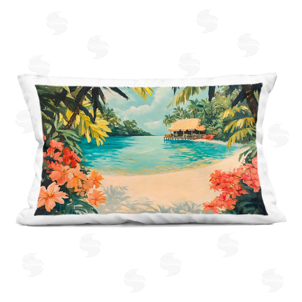 stupell industries Franklyn Gregory | Tropical Bungalow Lagoon Printed Throw Pillow