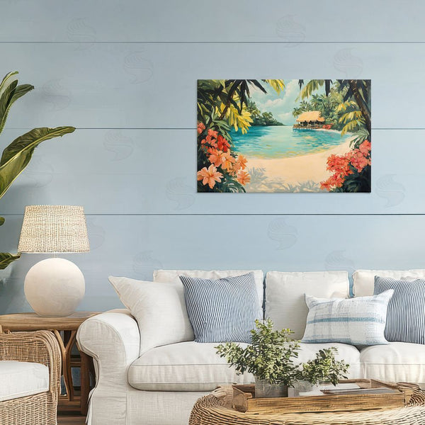Stupell Industries Franklyn Gregory | Tropical Bungalow Lagoon Wall Art