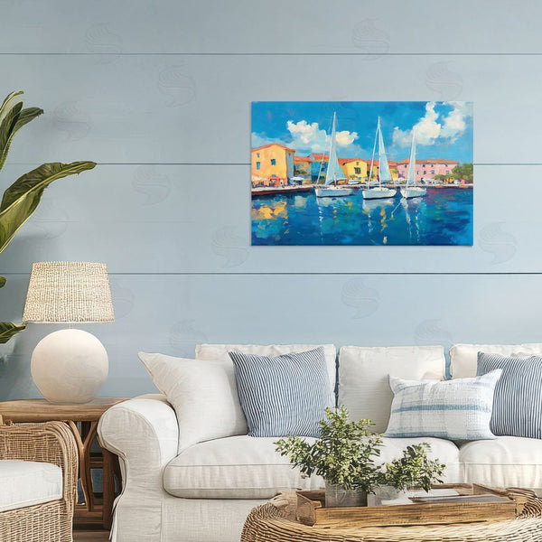 Stupell Industries Franklyn Gregory | White Boats In Colorful Port Wall Art