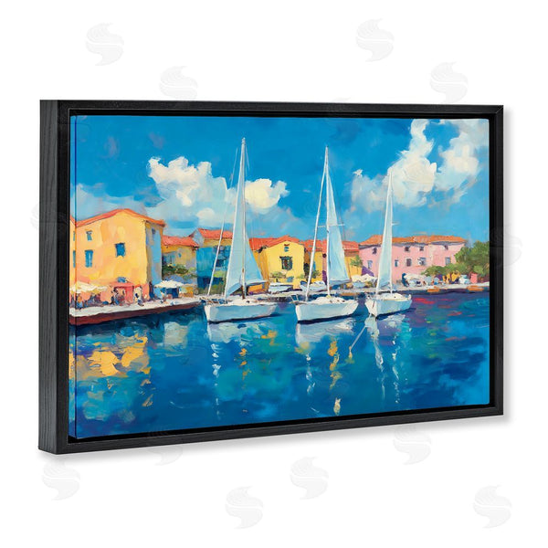 Stupell Industries Franklyn Gregory | White Boats In Colorful Port Wall Art