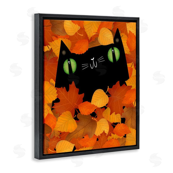 Stupell Industries Gabriela Avila | Whimsical Cat Peeking Fall Leaves Wall Art