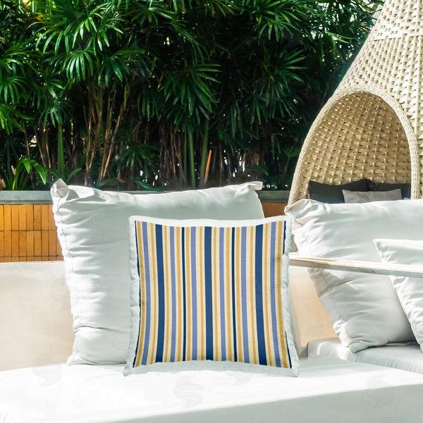 Stupell Industries Gail Fraser | Blue & Ochre Pinstripes Printed Throw Pillow