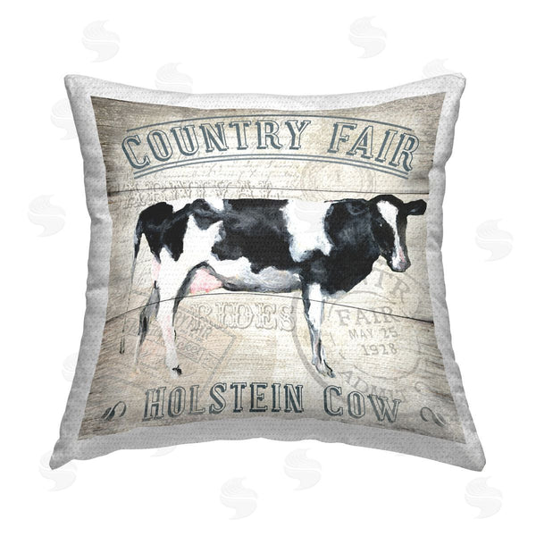 Stupell Industries Gail Fraser | Country Fair Cow Printed Throw Pillow