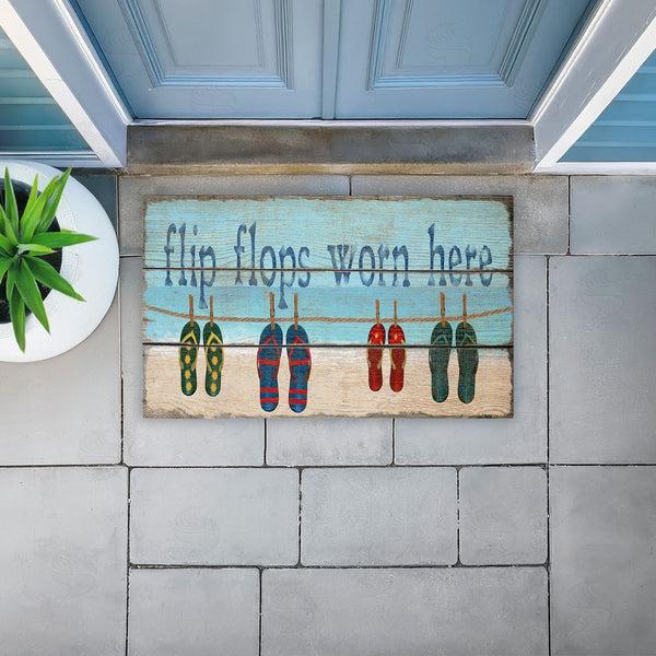 Stupell Industries Gail Fraser | Flip Flops Worn Here Beach Greeting Non-Woven Door Mat