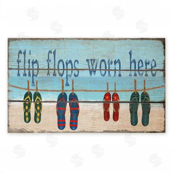 stupell industries Gail Fraser | Flip Flops Worn Here Beach Greeting Non-Woven Door Mat