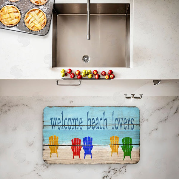 Stupell Industries Gail Fraser | Rustic Welcome Beach Lovers Anti-Fatigue Mat