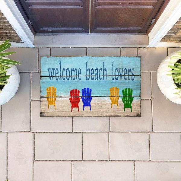 Stupell Industries Gail Fraser | Rustic Welcome Beach Lovers Non-Woven Door Mat