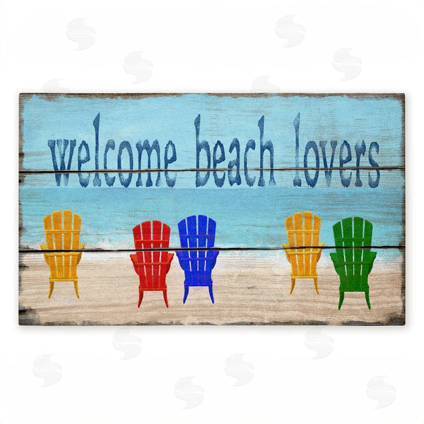 stupell industries Gail Fraser | Rustic Welcome Beach Lovers Non-Woven Door Mat