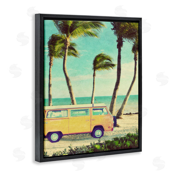 Stupell Industries Gail Peck | Retro Van Sunny Haze Beach Sand Palm Trees Wall Art