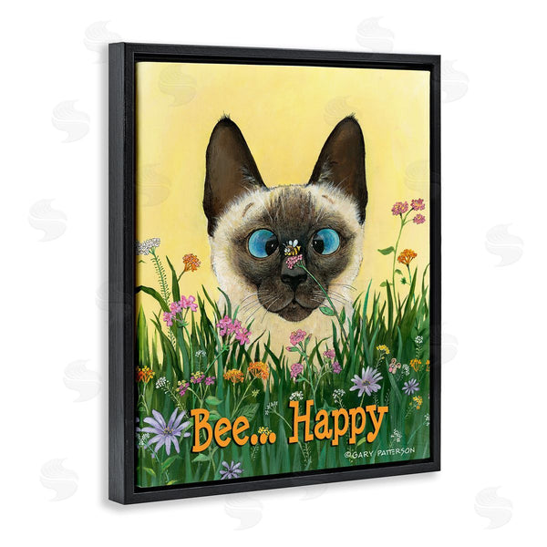 Stupell Industries Gary Patterson | Bee Happy Funny Cat Pet