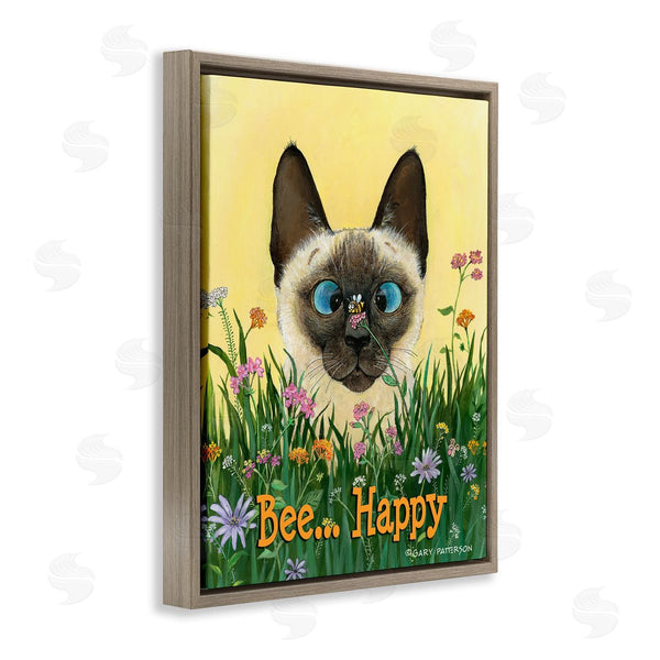 Stupell Industries Gary Patterson | Bee Happy Funny Cat Pet