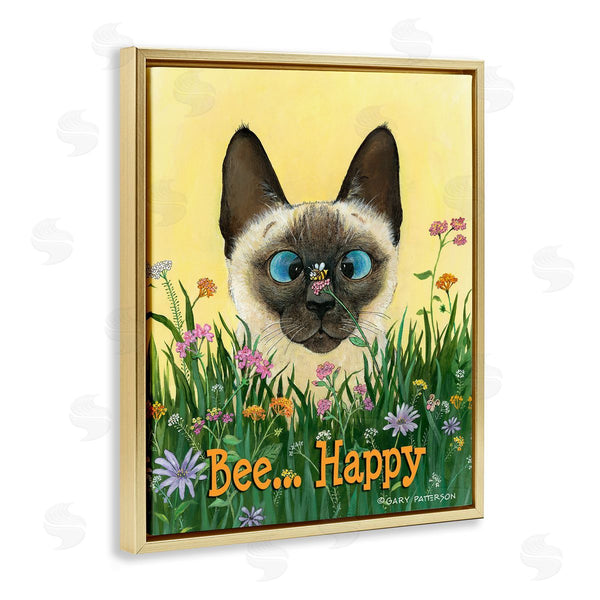 Stupell Industries Gary Patterson | Bee Happy Funny Cat Pet