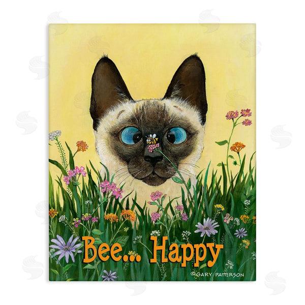 stupell industries Gary Patterson | Bee Happy Funny Cat Pet
