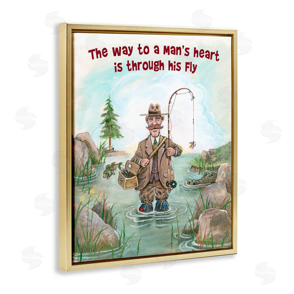Stupell Industries Gary Patterson | His Fly Funny Sports Fishing