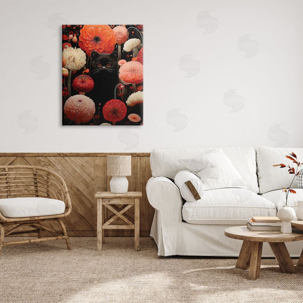 Stupell Industries Gary Shergill Designs | Black Cat Among Dahlias Wall Art