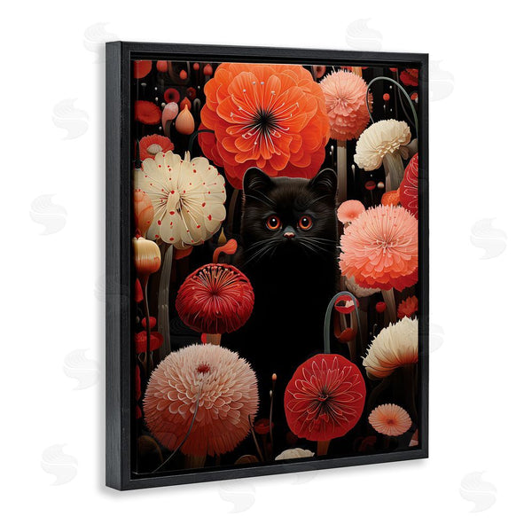 Stupell Industries Gary Shergill Designs | Black Cat Among Dahlias Wall Art