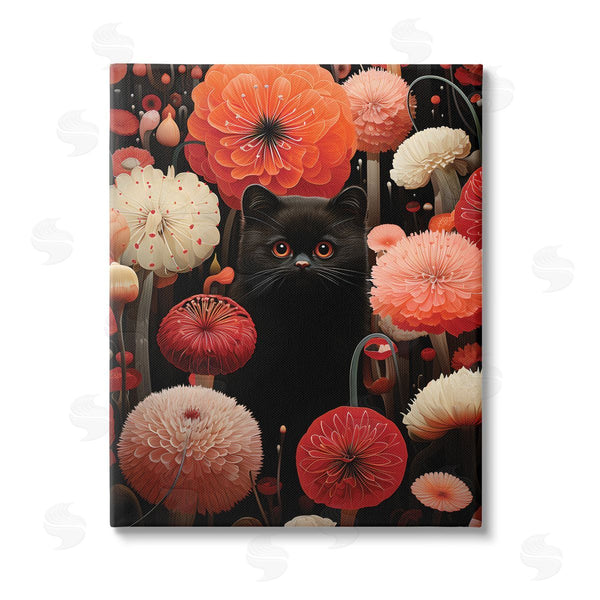 stupell industries Gary Shergill Designs | Black Cat Among Dahlias Wall Art