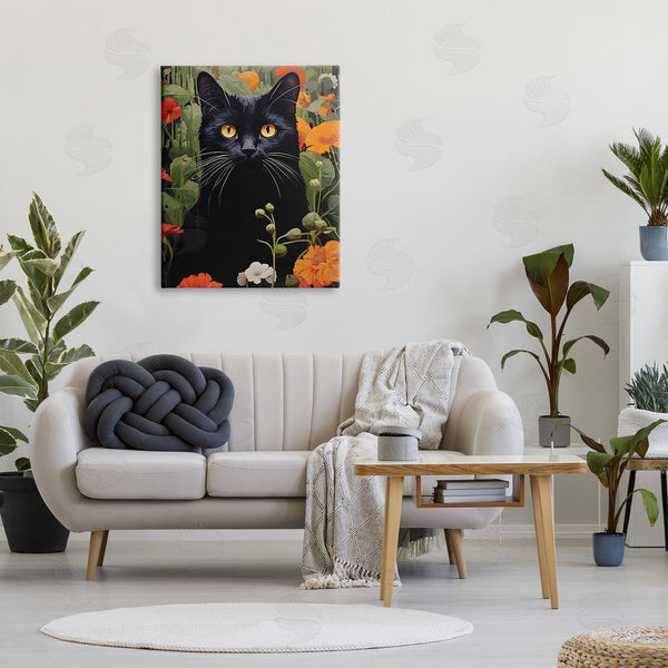 Stupell Industries Gary Shergill Designs | Black Cat Garden Flowers Wall Art