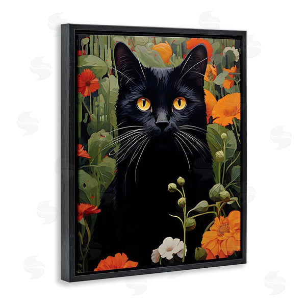 Stupell Industries Gary Shergill Designs | Black Cat Garden Flowers Wall Art
