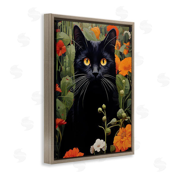 Stupell Industries Gary Shergill Designs | Black Cat Garden Flowers Wall Art