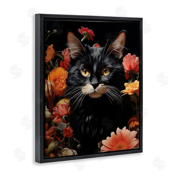 Stupell Industries Gary Shergill Designs | Cat & Blooming Flowers Wall Art