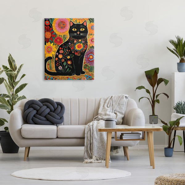 Stupell Industries Gary Shergill Designs | Cat With Patterned Florals Wall Art