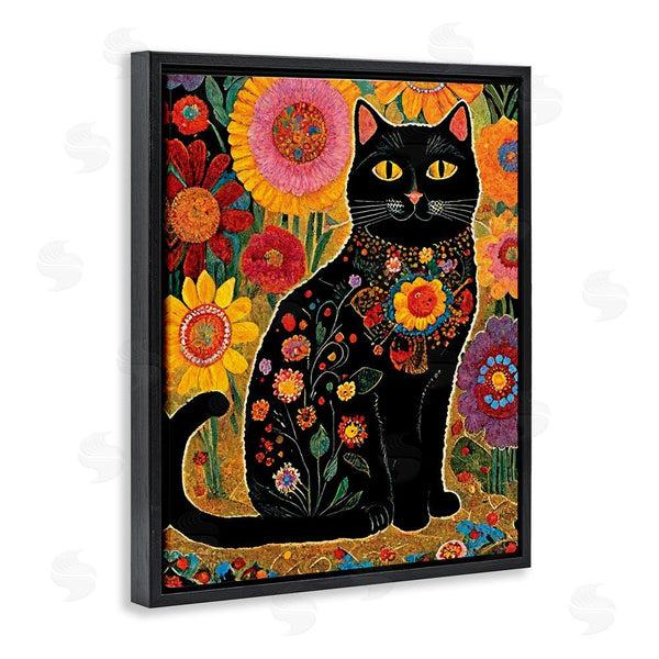 Stupell Industries Gary Shergill Designs | Cat With Patterned Florals Wall Art