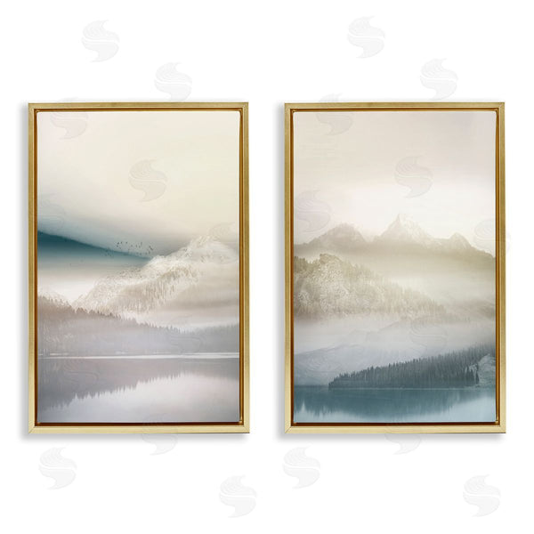 Stupell Industries Gemma Bardot | Mountain Peaks & Neutral Lake