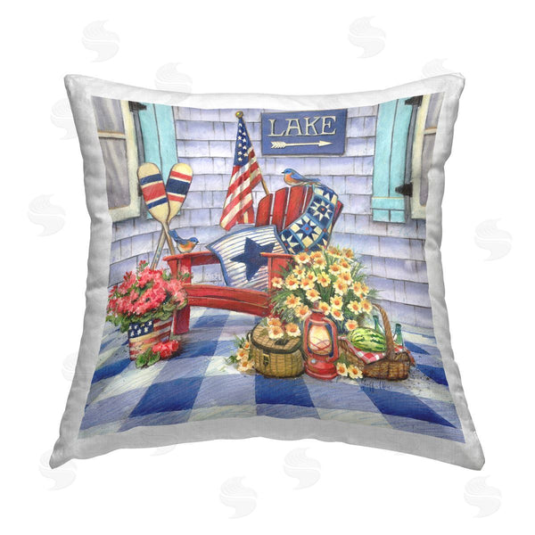 stupell industries Geoff Allen | Americana Porch View Printed Throw Pillow