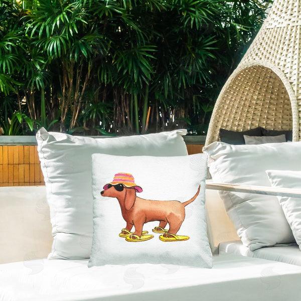 Stupell Industries Geoff Allen | Beach Dog Flip Flops Printed Throw Pillow