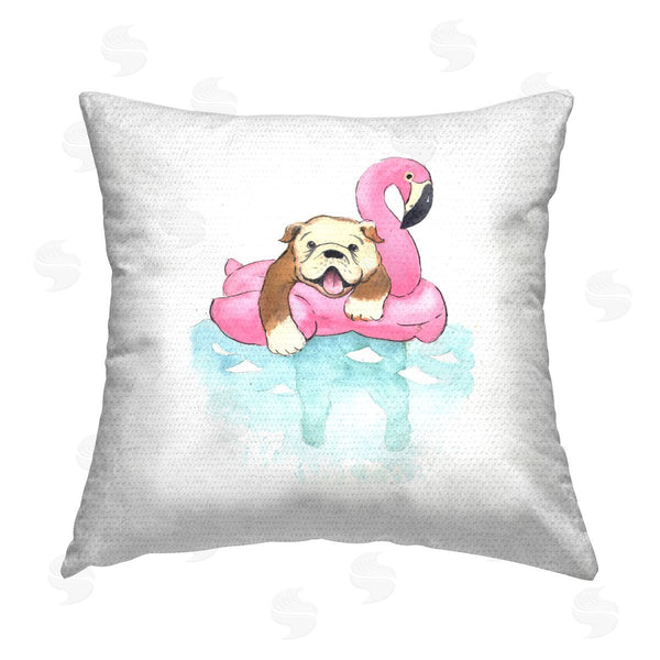 Stupell Industries Geoff Allen | Bulldog In Pool Float Printed Throw Pillow