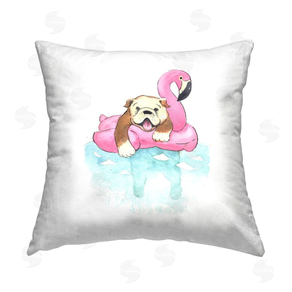 stupell industries Geoff Allen | Bulldog in Pool Float Printed Throw Pillow