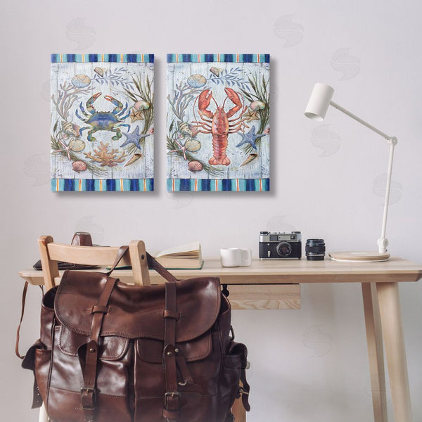 Stupell Industries Geoff Allen | Coastal Sea Life Stripes Wall Art