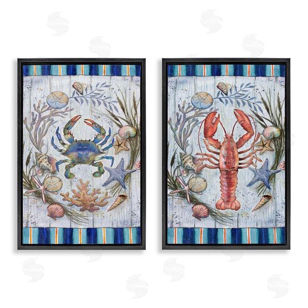 Stupell Industries Geoff Allen | Coastal Sea Life Stripes Wall Art