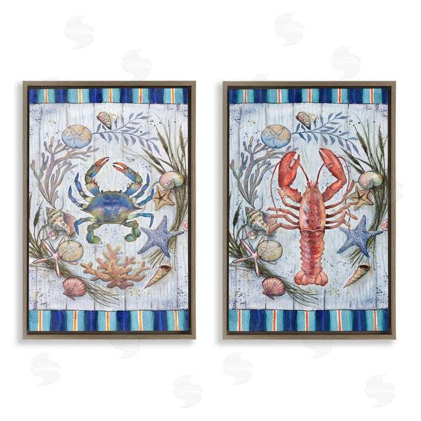 Stupell Industries Geoff Allen | Coastal Sea Life Stripes Wall Art