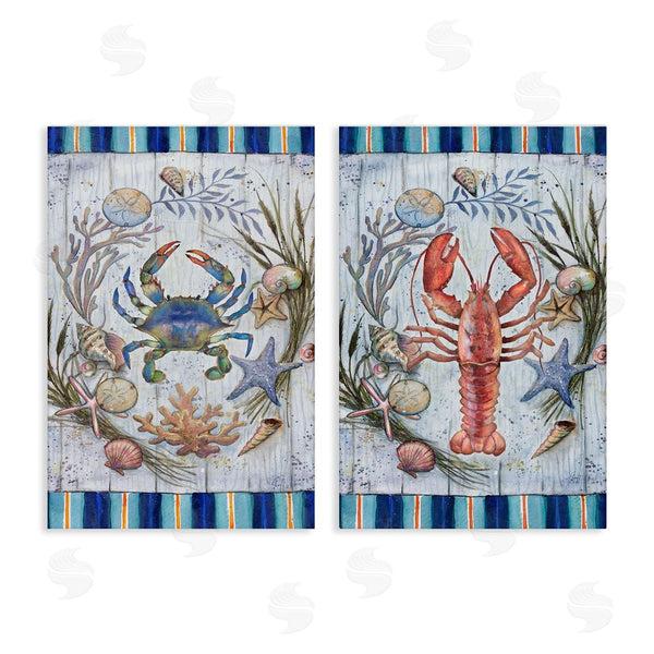 stupell industries Geoff Allen | Coastal Sea Life Stripes Wall Art