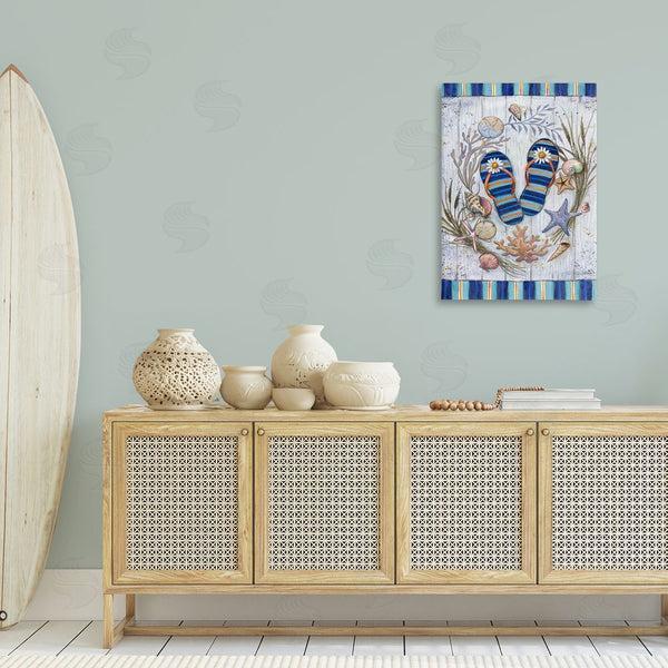 Stupell Industries Geoff Allen | Coastal Wreath & Flip Flops Wall Art