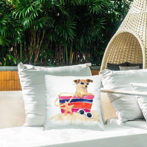 Stupell Industries Geoff Allen | Sandy Dog In Beach Bag Printed Throw Pillow