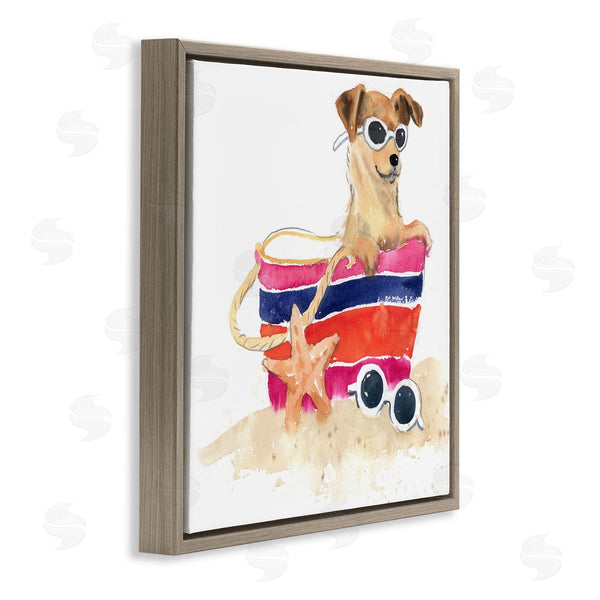 Stupell Industries Geoff Allen | Sandy Dog In Beach Bag Wall Art