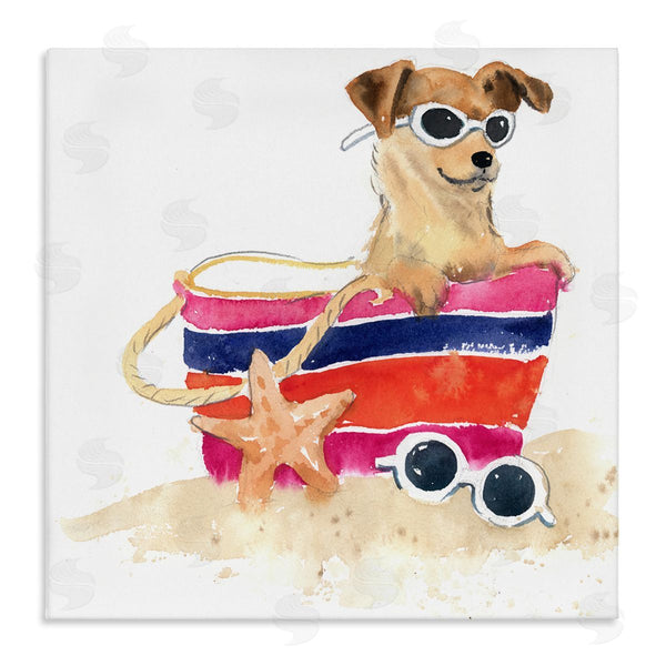 stupell industries Geoff Allen | Sandy Dog in Beach Bag Wall Art