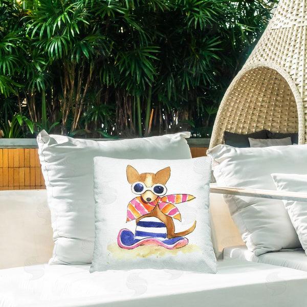 Stupell Industries Geoff Allen | Sandy Dog On Beach Printed Throw Pillow