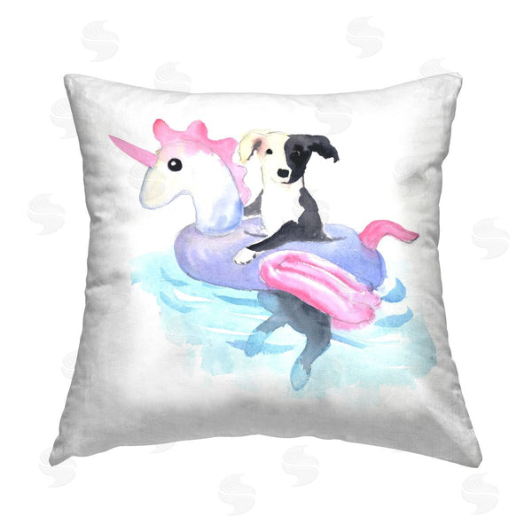 stupell industries Geoff Allen | Sandy Dog Pool Float Printed Throw Pillow