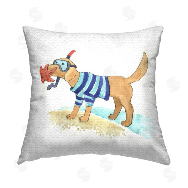 Stupell Industries Geoff Allen | Sandy Dog With Snorkel Printed Throw Pillow