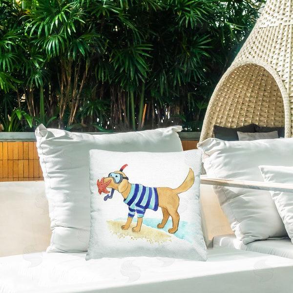 Stupell Industries Geoff Allen | Sandy Dog With Snorkel Printed Throw Pillow