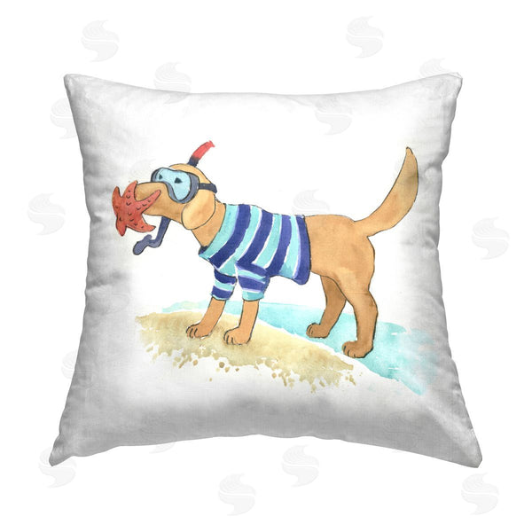stupell industries Geoff Allen | Sandy Dog with Snorkel Printed Throw Pillow
